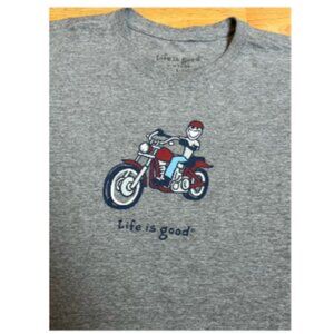 Life Is Good Motorcycle Tee — Size L Gray